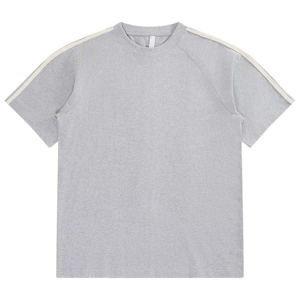 Camiseta raglán de cinta de rayas dobles 240gsm manga corta de algodón puro - Product Image 1