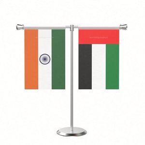 ธงชาติโพลีเอสเตอร์แบบตั้งโต๊ะสั่งทำขายส่งพร้อมฐานเสาเหล็กสแตนเลสปรับได้ พิมพ์ลายดิจิทัลสำหรับการประชุม - Product Image 4