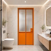 Porte pliante moderne pour intérieur, cadre en aluminium, pour salle de bain, entrée avec verre nervuré, sur mesure pour projets hôteliers