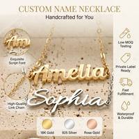 Collar con Nombre Personalizado, Chapado en Oro de 18K, Acero Inoxidable, Resistente al Agua, Joyería con Placa de Nombre que No se Deslustra