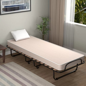 China Horizontal Detachable Luxury Steel <strong>Guest</strong> Folding Bedroom Furniture <strong>Beds</strong> with Soft Mattress on Wheels for Home &amp; Office - Product Image 5