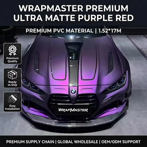 WRAPMASTER Vinilo Ultra Mate para Envoltura de Autos, 1.52*17 Metros, Color Rojo Púrpura, Autoadhesivo, para Decoración Exterior - Product Image 1