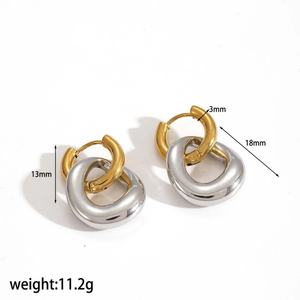 Pendientes de Aro de Acero Inoxidable con Baño de Oro de 18K, Impermeables, de Moda, Pequeños y Gruesos, Accesorios Elegantes para las Orejas - Product Image 5