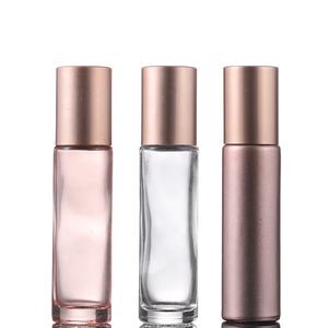 Uçucu yağ kullanımı 10ml üzerinde pembe rulo cam silindir şişe taş rulo top ve gül altın kap - Product Image 3