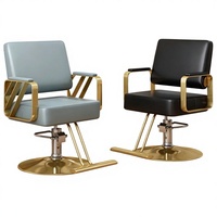 Fauteuil de Barbier Haut de Gamme en Acier Inoxydable Style Américain, Réglable en Hauteur et Rotatif, avec Accoudoirs pour la Coupe, la Permanente et la Coloration des Cheveux