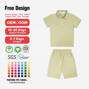 Conjunto de Polo e Shorts Infantil com Logo Personalizado Direto da Fábrica Roupa de Verão para Crianças OEM/ODM Camiseta e Bermuda para Meninos Atacado - Product Image 5