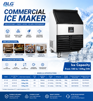 Máquina de Hielo Compacta de Acero Inoxidable BLG de 150 kg, Máquina de Cubitos de Hielo Comercial Totalmente Automática de Gran Capacidad para Restaurante