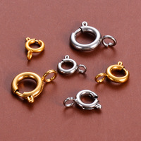 Fermoir rond à ressort doré avec anneau de jonction ouvert pour la fabrication de bijoux DIY, colliers et chaînes