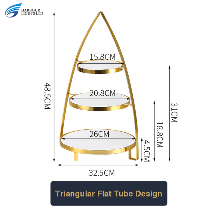 Three Layers Golden Stainless Steel Round Frame Triangle Chafing Dish ...