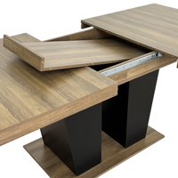 Table à manger extensible moderne avec base en piédestal robuste, construction en panneaux de particules pliables pour plus de 10 personnes
