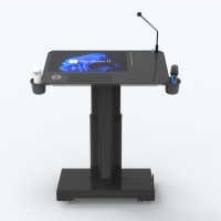 Pupitre électrique réglable en hauteur microphone infrarouge sans fil IOT podium bureau d'ordinateur de discours de professeur d'université