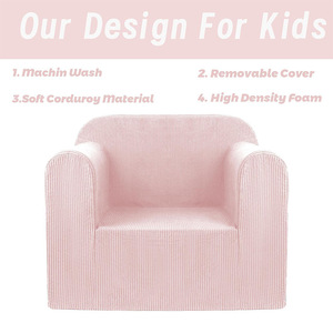 Children's <b>Sofa</b> High Density Foam Soft Corduroy <b>Material</b> Machine Washable Removable Cover Reading Chair For Kids - Product Image 1