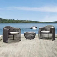 Nouvelle conception de mobilier d'extérieur imperméable, hôtel, villa, canapé de jardin en rotin en demi-cercle, ensemble de salon de jardin