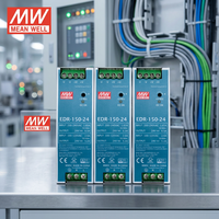 Alimentation à découpage sur rail DIN MeanWell EDR-150-24 24V 6.5A 150W pour système de contrôle industriel, adaptateur PoE