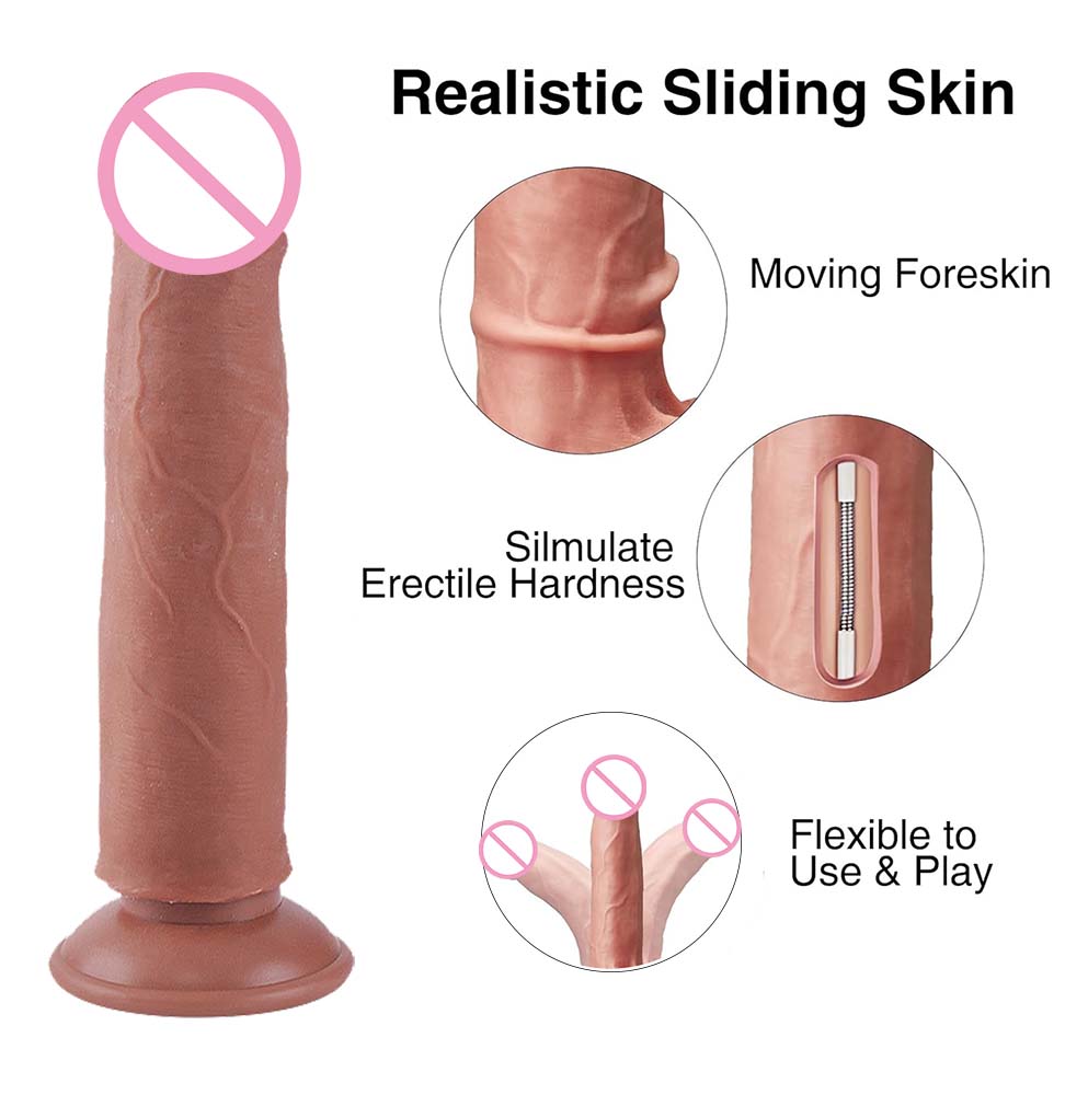 8,3 Zoll Doppelschichtiger Beweglicher Vorhaut-Dildo Biegbarer Knstlicher  Realistischer Gleitender Haut-Dildo Sexspielzeug fr Frauen| Alibaba.com