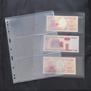Pages d'album pour billets de banque standard à 9 trous, transparentes, à feuilles mobiles, simple face, 1 à 7 rangées, pour collection de devises - Product Image 4