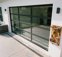 Porte de garage contemporaine en verre ANDEXIN avec miroir en plexiglas coulissant, résistante à l'eau, ouverture par tirage