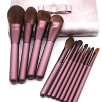 Ensemble de 12 pinceaux de maquillage pour le visage Beautyts Professional, pinceau correcteur, pinceau à raser, manche en bois, poils en nylon, pinceau éventail, marque privée