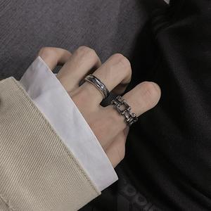 BINSHUO Christian Minimalist Style Wavy Band Rings pour <span class=keywords><strong>homme</strong></span>-Trendy Daily Wear - Product Image 3