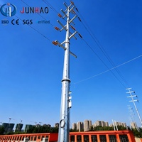Poteaux électriques en acier tubulaire galvanisé Réseau de transmission et de distribution d'énergie électrique Ligne aérienne