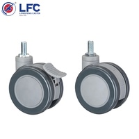 Roue pivotante de qualité supérieure pour hôpital, en nylon et polyuréthane, avec frein, fonctionnement silencieux, roulement à billes, capacité de charge de 60 kg/100 kg, 3 pouces/4 pouces