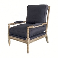 P0019 Fauteuil de luxe antique de style provincial français avec housse amovible et design bobine pour chambre d'hôtel et salon