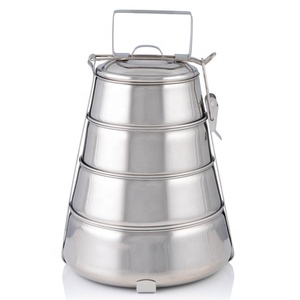 2/3/4 strato in acciaio inox a forma di tamburo piramide da asporto porta pranzo trasportatore alimentare per il confezionamento alimentare - Product Image 2