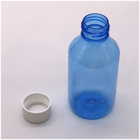 Échantillon gratuit 150ML 5OZ PET vide bleu sirop contre la toux médicament bouteille en plastique avec joint inviolable avec couleur personnalisée