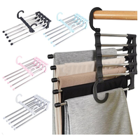 2024 nouvelle mode 5 en 1 porte-pantalons étagères en acier inoxydable cintres multi-fonctionnel garde-robe Offre Spéciale cintre