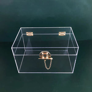 एक्रिलिक बॉक्स बड़े आकार पारदर्शी आयोजक गहने खिलौने के लिए गोल्डन कलर लॉक के साथ एक्रिलिक बॉक्स - Product Image 1