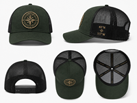 Casquette Sportive en Maille Respirante avec Dos en Polyester/Coton et Badge Compas sur le Devant, Style Expédition, pour Détaillants d'Équipements de Plein Air, Patch Personnalisé