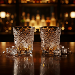 Lot de verres à shot contemporains gaufrés écologiques – Mini-gobelets en <span class=keywords><strong>verre</strong></span> taillé à 3 motifs pour whisky, tequila, spiritueux (vente en gros) - Product Image 1