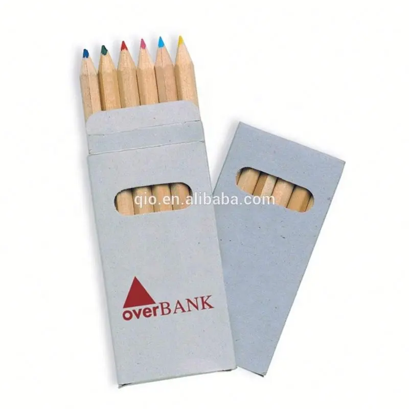 कम moq 6 pccs रंग लकड़ी पेंसिल कागज बॉक्स में सेट