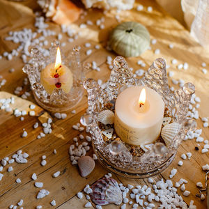 Bougeoir en verre à couronne en cristal d'inspiration européenne vintage, ornement décoratif de luxe pour les bijoux d'ambiance créative de Noël - Product Image 4