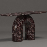 Table console géométrique en marbre Dream Home avec support en U arqué et plateau à bords arrondis – Meuble de luxe pour hall d'entrée