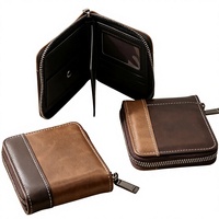 Dompet Zipper Kulit PU Pendek Modis dengan Warna Patchwork untuk Pria, Dilengkapi Kantong Koin, Kapasitas Besar dengan Banyak Slot Tempat Kartu