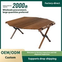Table de jardin pliable octogonale moderne, portable, en bois de hêtre massif, avec cadre en métal, pour le camping, l'entrepôt, les loisirs, directement de l'usine