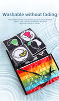 Livre en tissu à contraste élevé, cartes sensorielles douces noir et blanc, motif animal, jouet pour le temps sur le ventre avec miroir et anneau de dentition