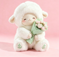 Jouet en peluche d'agneau magnétique rouge rose rose fleur chapeau mouton peluche poupée avec bouquet pour cadeau de Saint Valentin