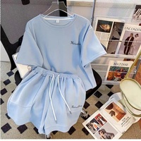 Ensemble d'été décontracté et élégant pour femme, coupe ample, motif géométrique, manches courtes, tailles S-2XL, personnalisable en gros
