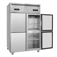 Congélateur vertical commercial de 1000 litres à 4 portes, refroidi par air, 6 étagères, commande électronique pour cuisine de restaurant