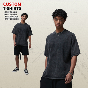 Toptan boy Vintage sıkıntılı T-Shirt ağır düz pamuk özel DTG baskılı <span class=keywords><strong>Streetwear</strong></span> asit yıkama erkekler için T Shirt - Product Image 2
