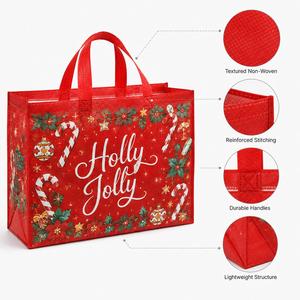 Sac fourre-tout personnalisé en non-tissé pour Noël, réutilisable pour les fêtes, les kits de soins hospitaliers, les cadeaux de Noël, les sacs cadeaux pour patients et visiteurs, avec logo - Product Image 2