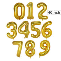 Ballon chiffre doré de 40 pouces en aluminium Mylar, gonflable à l'hélium, pour décoration de fête d'anniversaire et célébration de maillots de repère