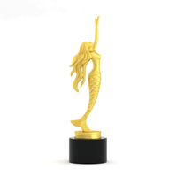 Ensembles de cadeaux d'anniversaire de trophée en métal de statue de sirène d'alliage d'étain