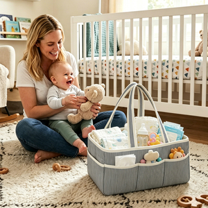 Organizador de Pañales Portátil con Asa Larga, Diseño Multibolsillos Lateral, Bolsa de Almacenamiento Multifuncional Grande <span class=keywords><strong>para</strong></span> Organizar Pañales de Bebé, Uso Diario - Product Image 5