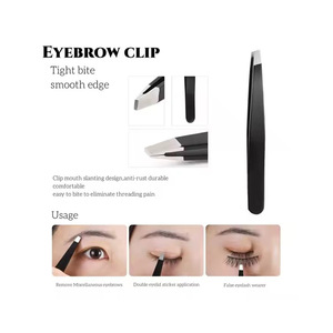 Pince à épiler noire en acier inoxydable, anti-corrosion, à pointe inclinée et pointue, antistatique, pour l'épilation et le modelage des sourcils - Product Image 3