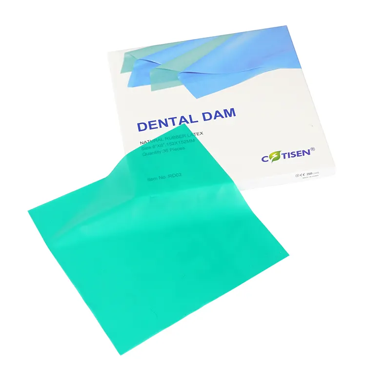 歯科医のための使い捨て歯科消耗品天然ゴムラテックス防水グリーン薄い歯科ダムシート