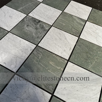 Mosaïque en résine à carreaux de marbre vert forêt et blanc pour la décoration murale de la salle de bain et de la cuisine
