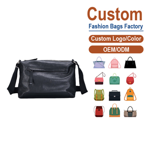 กระเป๋าหนังแท้สีดำสำหรับผู้ชายแบบสะพายข้าง - ป้องกันการโจรกรรม ทนทาน ทันสมัย มีช่องซิป OEM สำหรับความสง่างามในเมืองและประโยชน์ใช้สอยที่หลากหลาย - Product Image 1